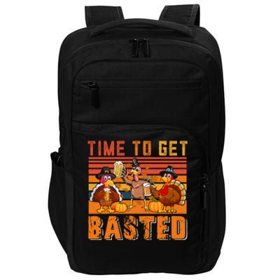 Vintage Retro Time To Get Basted Three Turkeys Ing Beer Gift Impact Tech Backpack