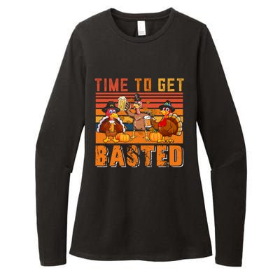 Vintage Retro Time To Get Basted Three Turkeys Ing Beer Gift Womens CVC Long Sleeve Shirt