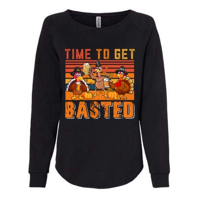 Vintage Retro Time To Get Basted Three Turkeys Ing Beer Gift Womens California Wash Sweatshirt