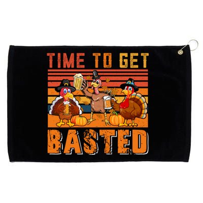 Vintage Retro Time To Get Basted Three Turkeys Ing Beer Gift Grommeted Golf Towel