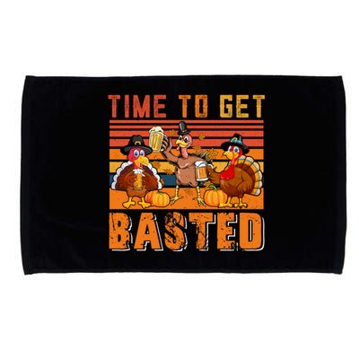 Vintage Retro Time To Get Basted Three Turkeys Ing Beer Gift Microfiber Hand Towel