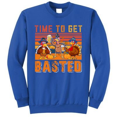 Vintage Retro Time To Get Basted Three Turkeys Ing Beer Gift Sweatshirt