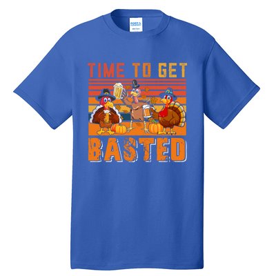 Vintage Retro Time To Get Basted Three Turkeys Ing Beer Gift Tall T-Shirt