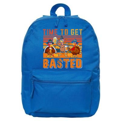 Vintage Retro Time To Get Basted Three Turkeys Ing Beer Gift 16 in Basic Backpack