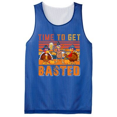 Vintage Retro Time To Get Basted Three Turkeys Ing Beer Gift Mesh Reversible Basketball Jersey Tank