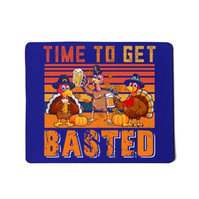 Vintage Retro Time To Get Basted Three Turkeys Ing Beer Gift Mousepad