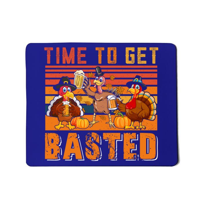 Vintage Retro Time To Get Basted Three Turkeys Ing Beer Gift Mousepad