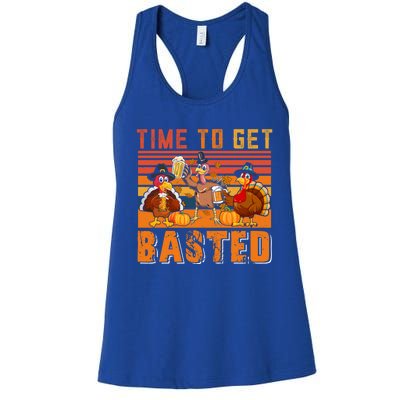 Vintage Retro Time To Get Basted Three Turkeys Ing Beer Gift Women's Racerback Tank