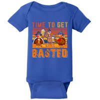 Vintage Retro Time To Get Basted Three Turkeys Ing Beer Gift Baby Bodysuit