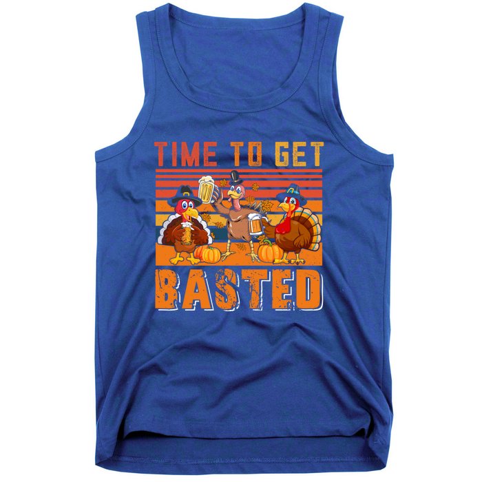 Vintage Retro Time To Get Basted Three Turkeys Ing Beer Gift Tank Top