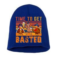 Vintage Retro Time To Get Basted Three Turkeys Ing Beer Gift Short Acrylic Beanie