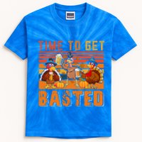 Vintage Retro Time To Get Basted Three Turkeys Ing Beer Gift Kids Tie-Dye T-Shirt