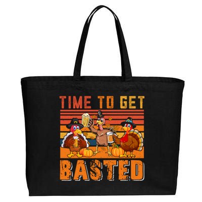 Vintage Retro Time To Get Basted Three Turkeys Ing Beer Gift Cotton Canvas Jumbo Tote