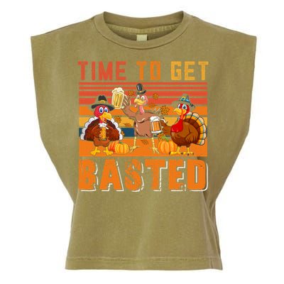 Vintage Retro Time To Get Basted Three Turkeys Ing Beer Gift Garment-Dyed Women's Muscle Tee