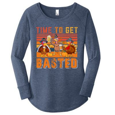 Vintage Retro Time To Get Basted Three Turkeys Ing Beer Gift Women's Perfect Tri Tunic Long Sleeve Shirt