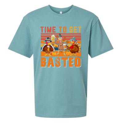 Vintage Retro Time To Get Basted Three Turkeys Ing Beer Gift Sueded Cloud Jersey T-Shirt