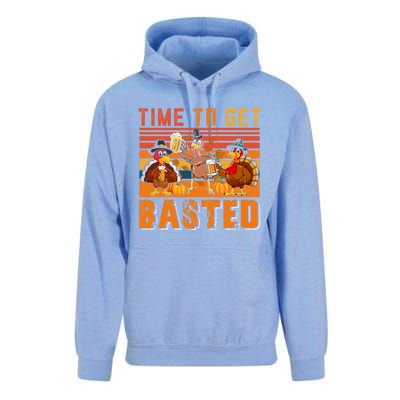 Vintage Retro Time To Get Basted Three Turkeys Ing Beer Gift Unisex Surf Hoodie