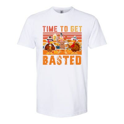 Vintage Retro Time To Get Basted Three Turkeys Ing Beer Gift Softstyle CVC T-Shirt