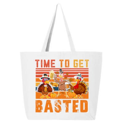 Vintage Retro Time To Get Basted Three Turkeys Ing Beer Gift 25L Jumbo Tote