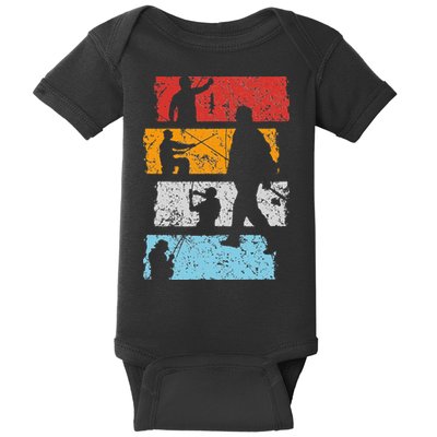 Vintage Retro Trout aquatic Bait Pond saltwater freshwater Baby Bodysuit