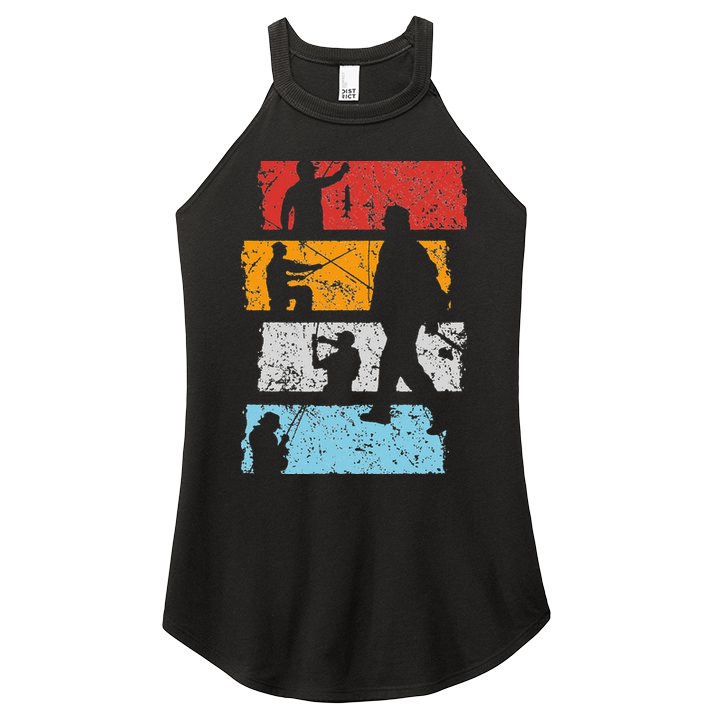 Vintage Retro Trout aquatic Bait Pond saltwater freshwater Women's Perfect Tri Rocker Tank