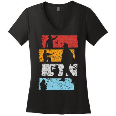 Vintage Retro Trout aquatic Bait Pond saltwater freshwater Women's V-Neck T-Shirt