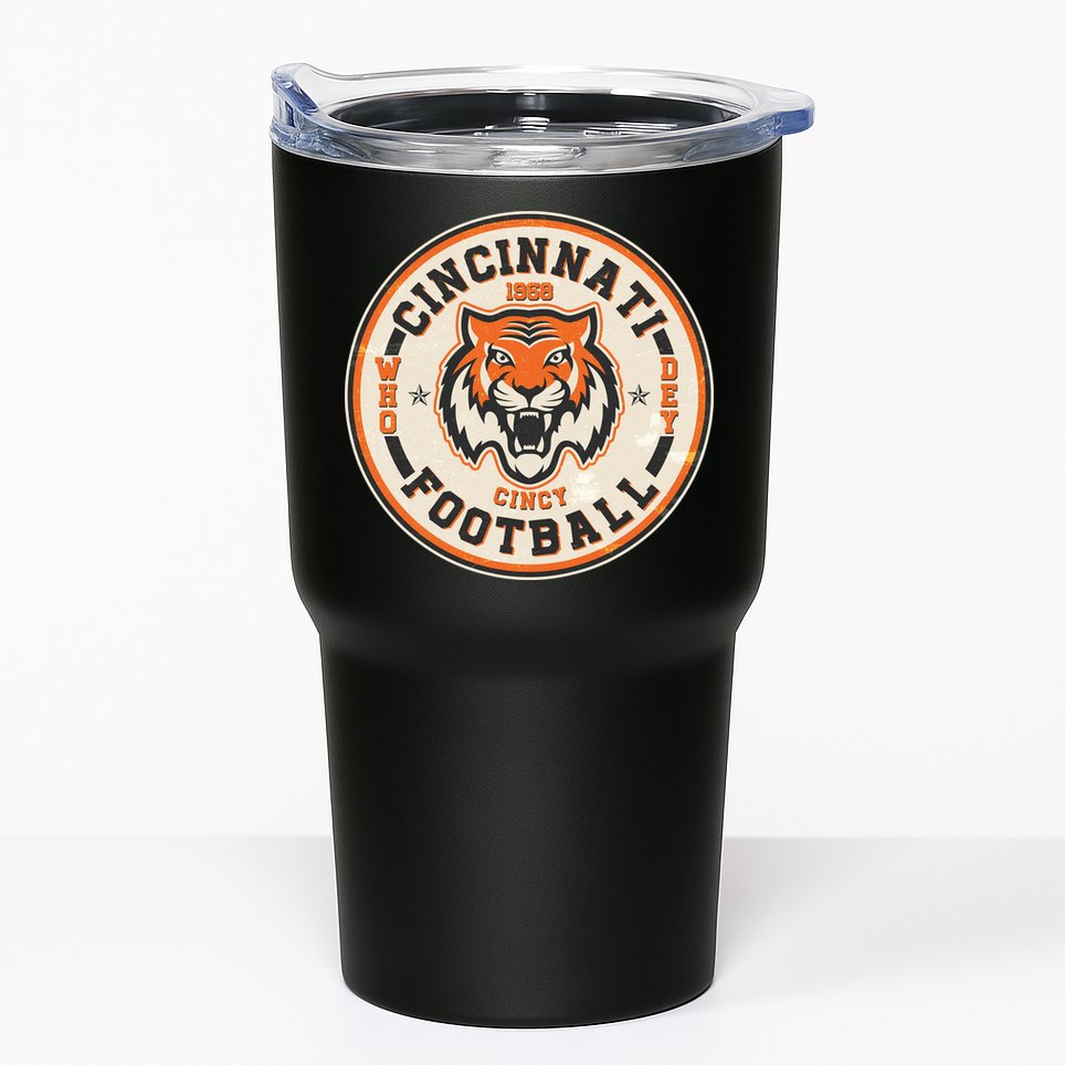 Vintage Roaring Tiger Football Logo Emblem Tumbler