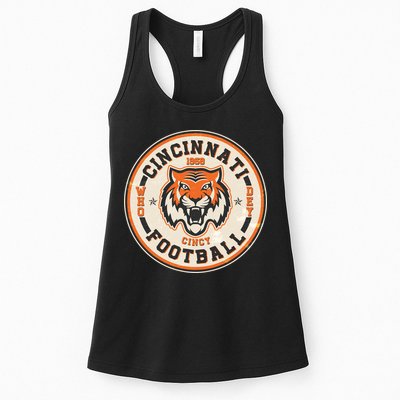 Vintage Roaring Tiger Football Logo Emblem Womens Tank Top