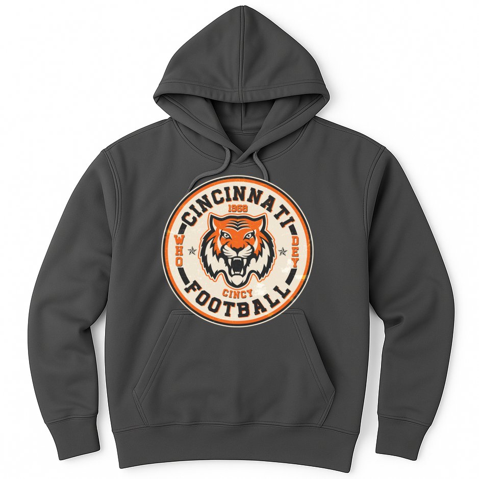 Vintage Roaring Tiger Football Logo Emblem Hoodie