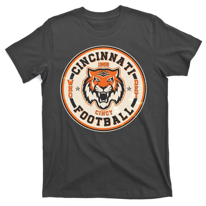 Vintage Roaring Tiger Football Logo Emblem T-Shirt