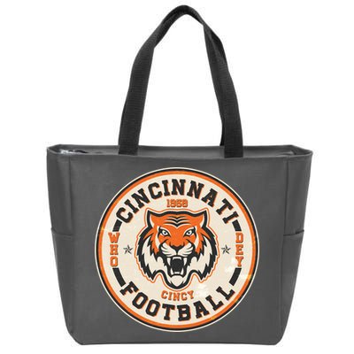 Vintage Roaring Tiger Football Logo Emblem Zip Tote Bag
