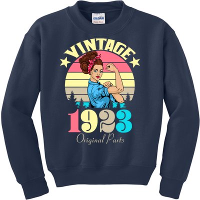 Vintage Rosie The Riveter 1923 Original Parts 100th Birthday Kids Sweatshirt