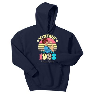 Vintage Rosie The Riveter 1923 Original Parts 100th Birthday Kids Hoodie