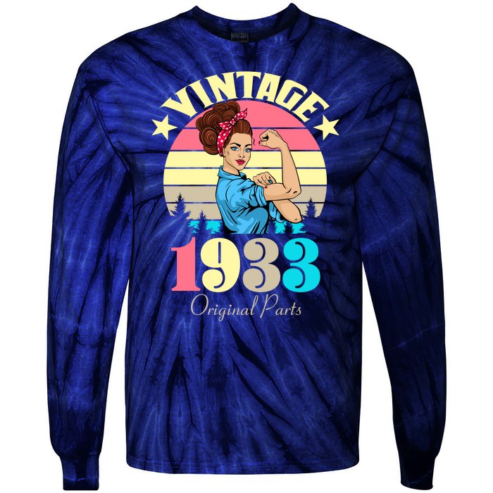 Vintage Rosie The Riveter 1933 Original Parts 90th Birthday Tie-Dye Long Sleeve Shirt