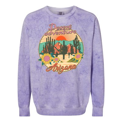 Vintage Retro Travel Arizona Desert Adventure Emblem Colorblast Crewneck Sweatshirt