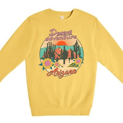 Vintage Retro Travel Arizona Desert Adventure Emblem Premium Crewneck Sweatshirt