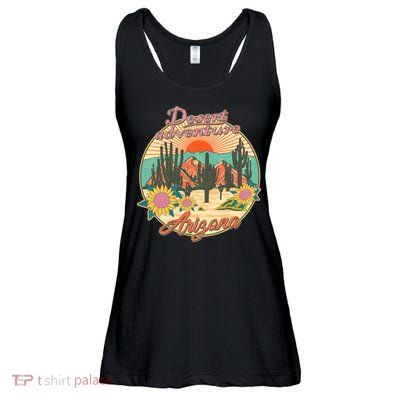 Vintage Retro Travel Arizona Desert Adventure Emblem Ladies Essential Flowy Tank
