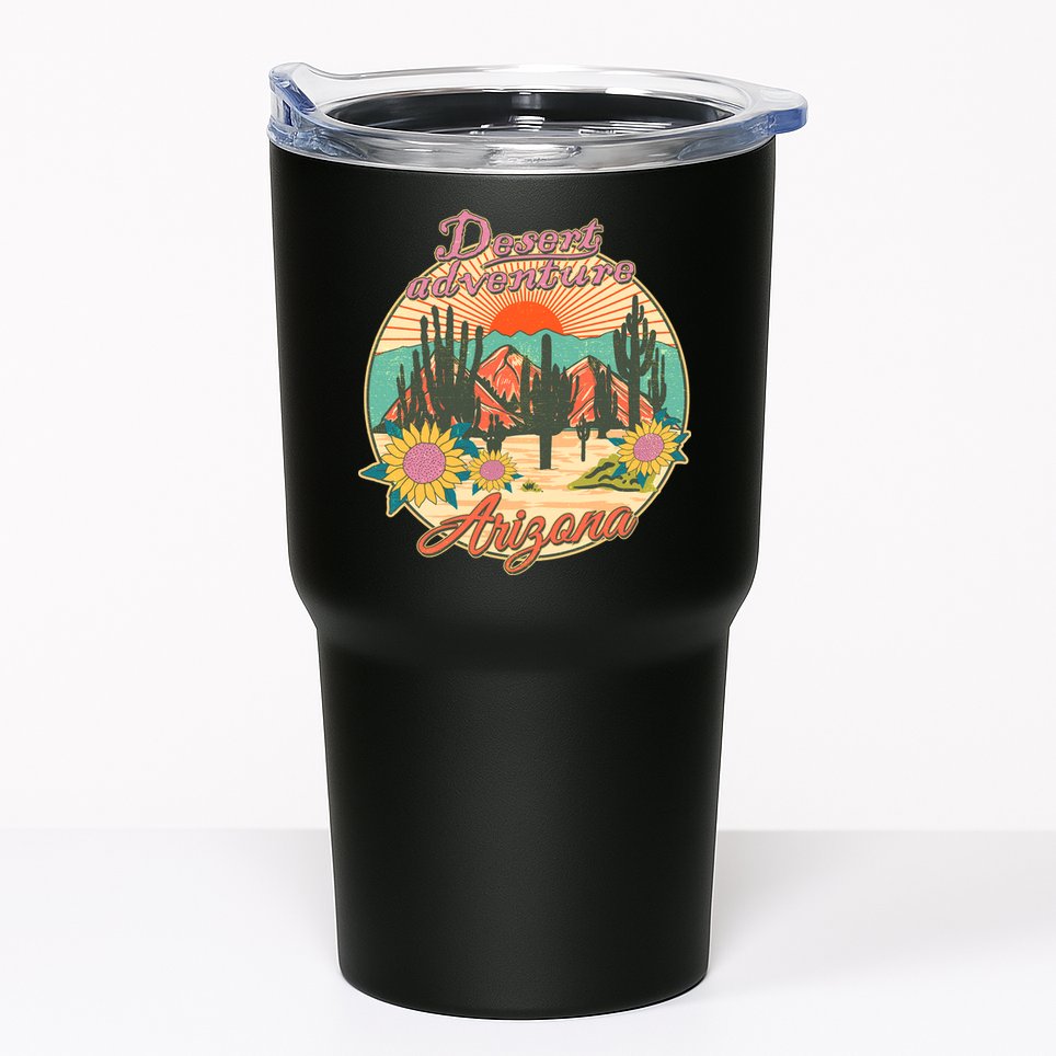 Vintage Retro Travel Arizona Desert Adventure Emblem Tumbler