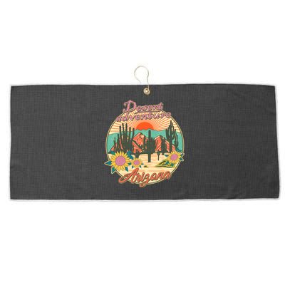 Vintage Retro Travel Arizona Desert Adventure Emblem Large Microfiber Waffle Golf Towel