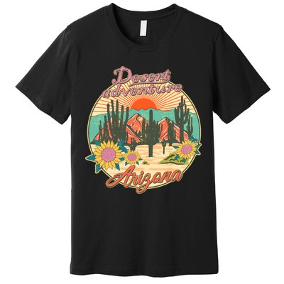 Vintage Retro Travel Arizona Desert Adventure Emblem Premium T-Shirt