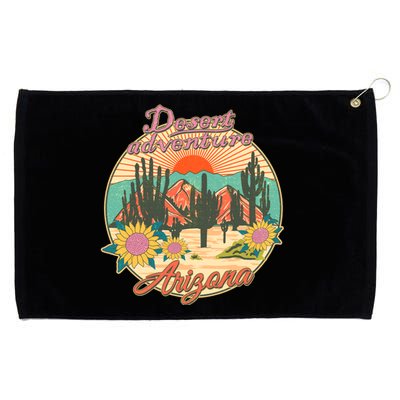 Vintage Retro Travel Arizona Desert Adventure Emblem Grommeted Golf Towel