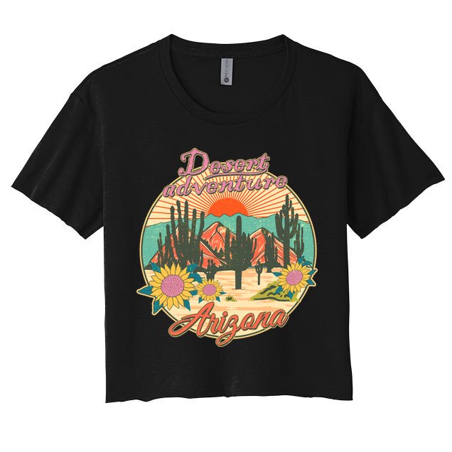 Vintage Retro Travel Arizona Desert Adventure Emblem Crop Top