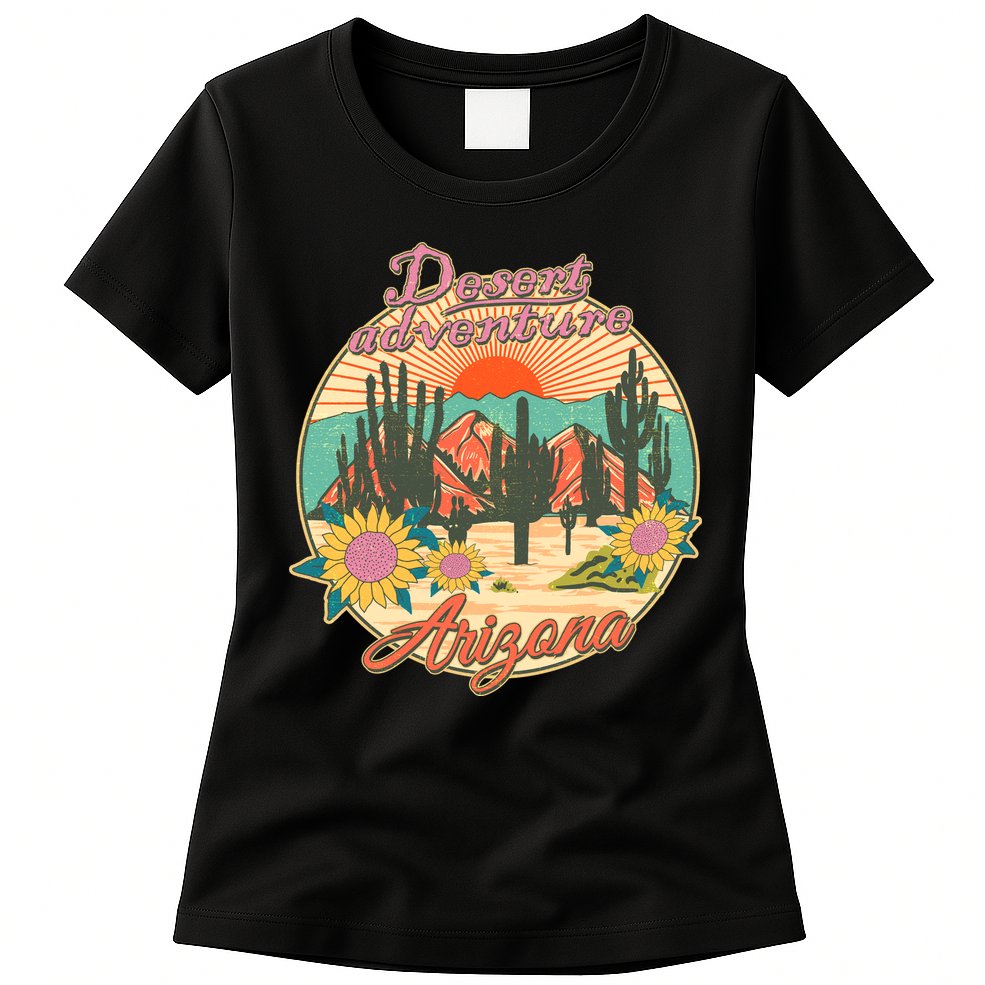 Vintage Retro Travel Arizona Desert Adventure Emblem Womens T-Shirt