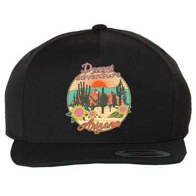 Vintage Retro Travel Arizona Desert Adventure Emblem Wool Snapback Cap