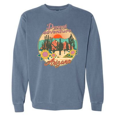 Vintage Retro Travel Arizona Desert Adventure Emblem Garment-Dyed Sweatshirt