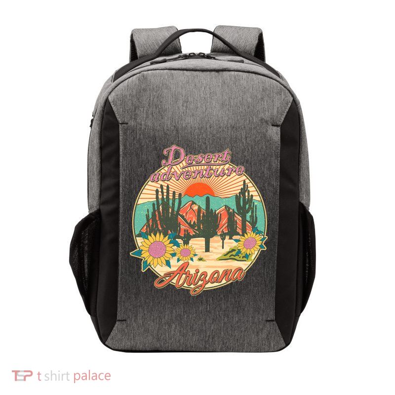 Vintage Retro Travel Arizona Desert Adventure Emblem Vector Backpack