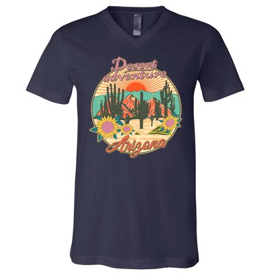 Vintage Retro Travel Arizona Desert Adventure Emblem V-Neck T-Shirt