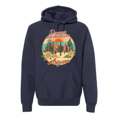 Vintage Retro Travel Arizona Desert Adventure Emblem Premium Hoodie