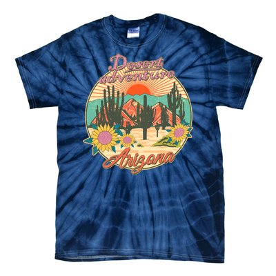 Vintage Retro Travel Arizona Desert Adventure Emblem Tie-Dye T-Shirt