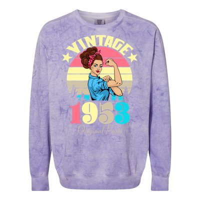 Vintage Rosie The Riveter 1953 Original Parts 70th Birthday Colorblast Crewneck Sweatshirt